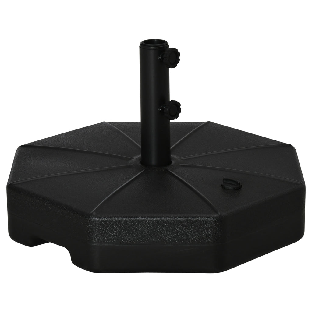 Octagonal Garden Parasol Base Holder Outdoor Market Umbrella Stand Weights, Up to 28kg Water Filled or 40kg Sand Filled, Black