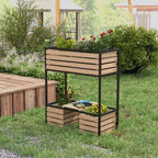 Planzkasten Blumentreppe Hochbeet, weterbest?ndig, 3 Pflanzk?sten, 83 cm x 39 cm x 100 cm, Natur + Schwarz