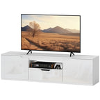 TV-Lowboard, Hochglanz, f¨¹r Fernseher bis 65'', 3 F?cher, Schublade, 160 x 38 x 43 cm, Wei?