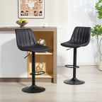2er-Set Barhocker im Retrodesign, inkl. Fußstütze, höhenverstellbar, Gaslift, Schwarz
