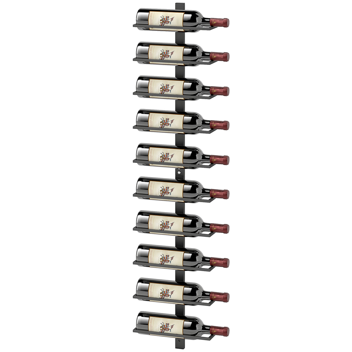 Weinregal, Wandregal f¨¹r 10 Flaschen Wein, 10 Ebenen, Metall, f¨¹r K¨¹che, Wohnzimmer, Hausbar, Schwarz
