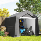 3.6 x 2.1m Portable Outdoor Shed, with Window - Dark Grey