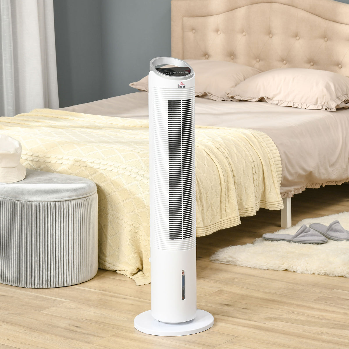 Turmventilator mit Wasserkühlung und Fernbedienung 60W 20㎡ 30 cm x 30 cm x 100,8 cm 3 Modi Weiß