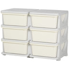 Kids Storage Unit, with Six Drawers - Cream