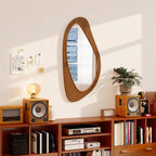 Wandspiegel Fenster Spiegel mit Kieferfurnierrahmen für Schlafzimmer Wohnzimmmer, 91,5 x 45 x 3 cm, Naturholz
