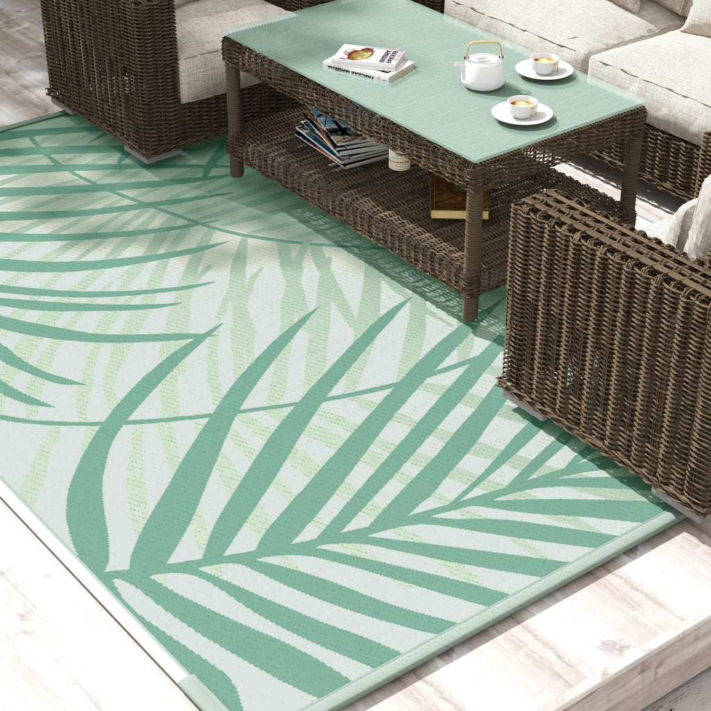 Outdoorteppich Terrassenteppich, wetterbest?ndig, modernes Design, 365 cm x 274 cm x 0,3cm, Gr¨¹n + Creme