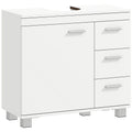 Unterschrank für Waschbecken, 2 Regale, 3 Schubladen, MDF-Struktur, Weiß