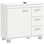 Unterschrank für Waschbecken, 2 Regale, 3 Schubladen, MDF-Struktur, Weiß