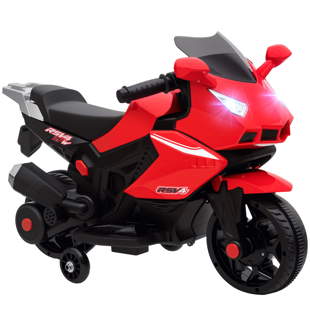 Elektro-Motorrad f¨¹r Kinder, Hupe, Scheinwerfer, Musikfunktion, 2,5 km/h, Rot