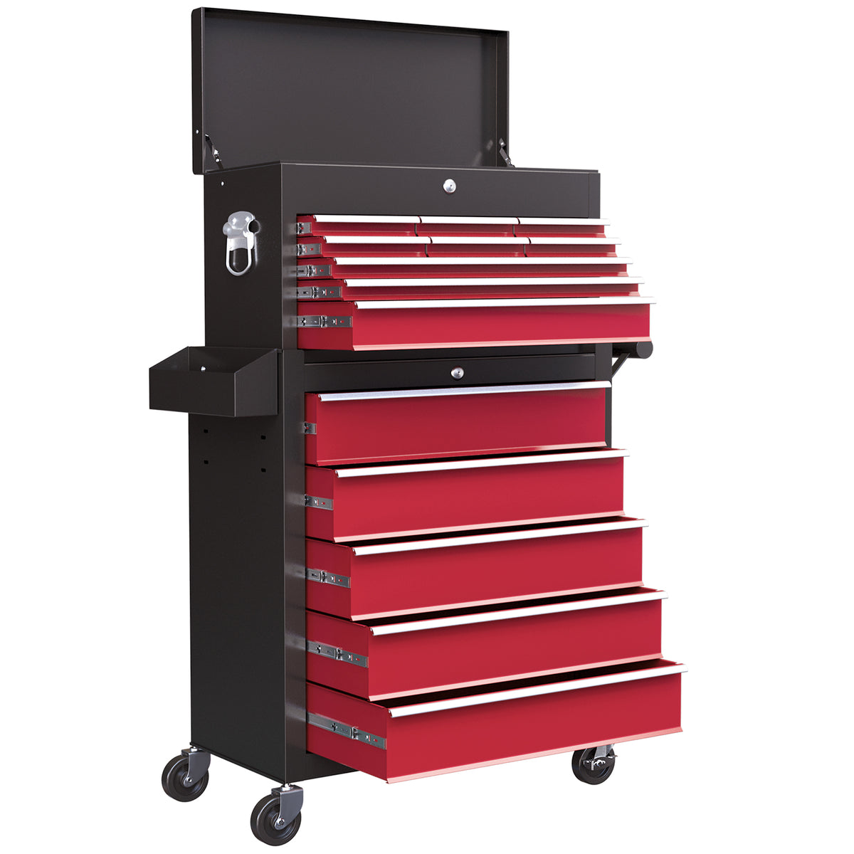 14 Drawer, Two-Part Tool Storage Chest on Wheels - Red