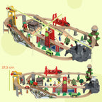 100 Piece Wooden Train Set for Kids 3+ Years with Track, Crane, Battery Operated Train