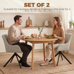 Esszimmerstühle 2er-Set, Drehbarer Küchenstuhl mit Armlehnen, Metallrahmen für Wohnzimmer, Esszimmer, Beige