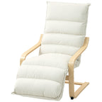 Lounge-Sessel aus Birkenholz, Polstersessel mit verstellbarer Fußstütze, Moderner Armlehnstuhl, Cremeweiß