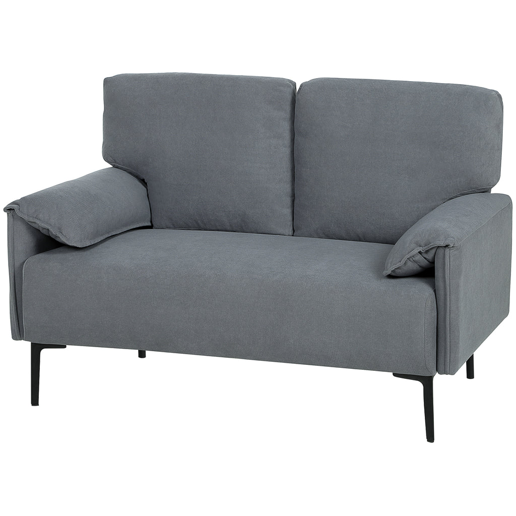 2-Sitzer-Sofa, dicke Kissen, samtiger Bezug, Polstersofa, Schwarz
