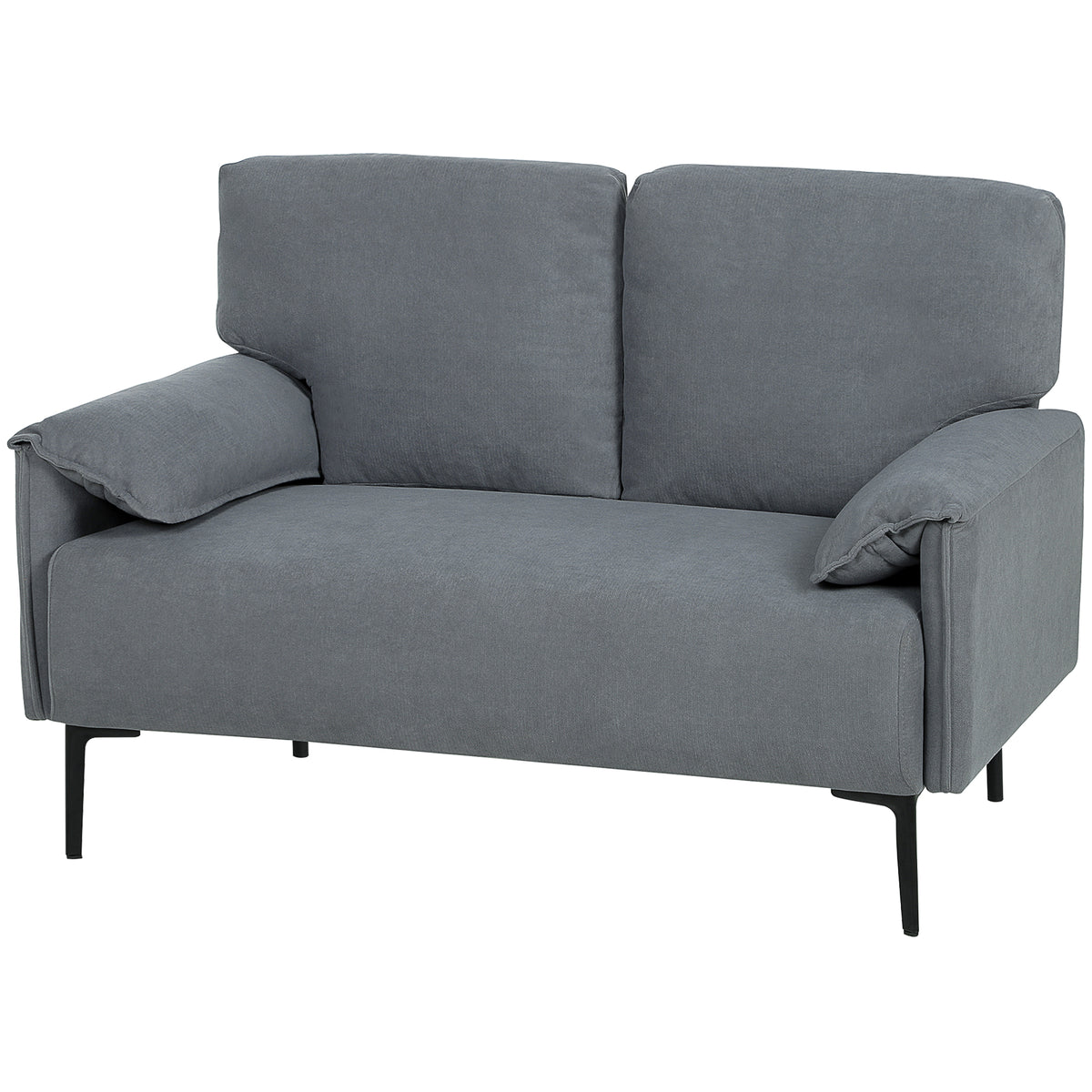 2-Sitzer-Sofa, dicke Kissen, samtiger Bezug, Polstersofa, Schwarz