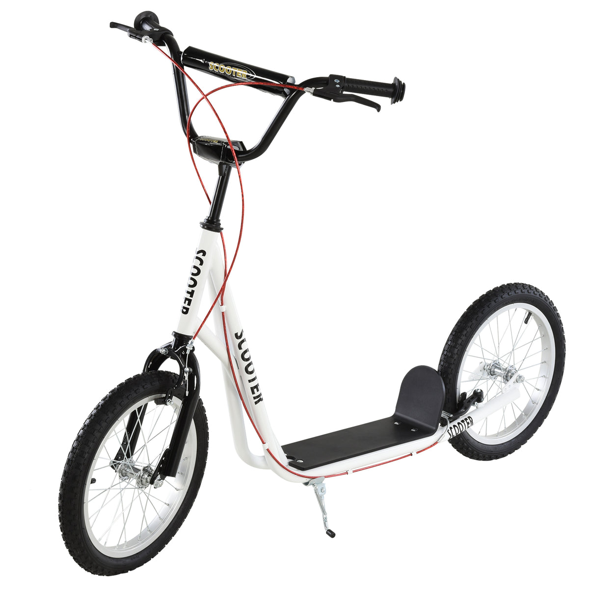 Scooter für Kinder Kinderroller Tretroller mit verstellbarem Lenker, großen Rädern und Handbremse Kickscooter 16 Zoll Cityroller für Jungen und Mädchen ab 5 Jahre Metall Weiß