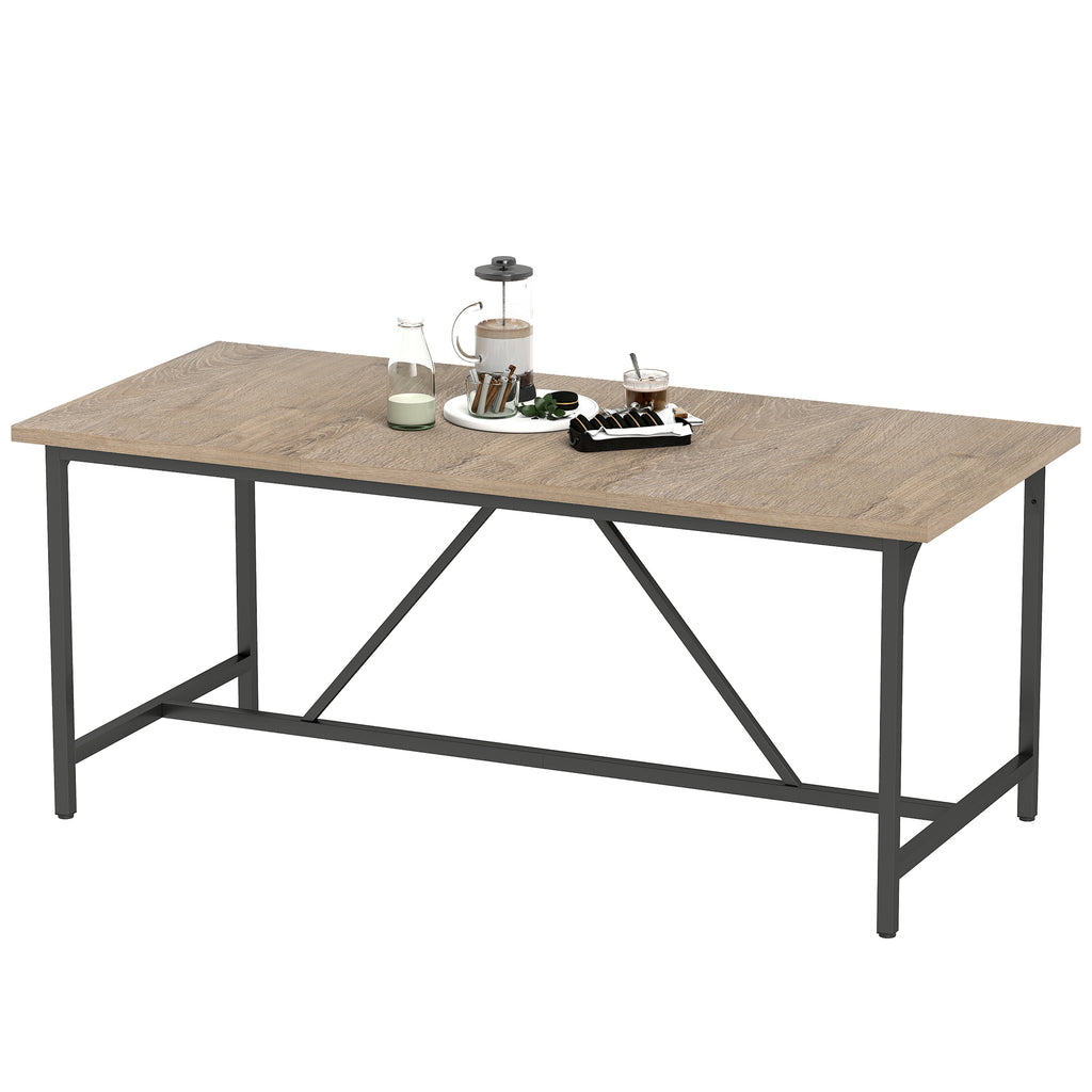Esstisch für 6-8 Personen Moderner Rechteckiger Küchentisch mit Holzoptik, 180 x 80 x 75,5 cm, Natur