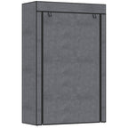 Fabric Wardrobe w/ Shelves Hanging Rail Foldable Wardrobe Dark Grey