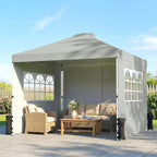 Pavillon ca. 3x3 m Wasserdicht Höhenverstellbar Pop-up Faltpavillon mit 3 Seitenwänden Fenster Lüftung, UV 50+ Hellgrau