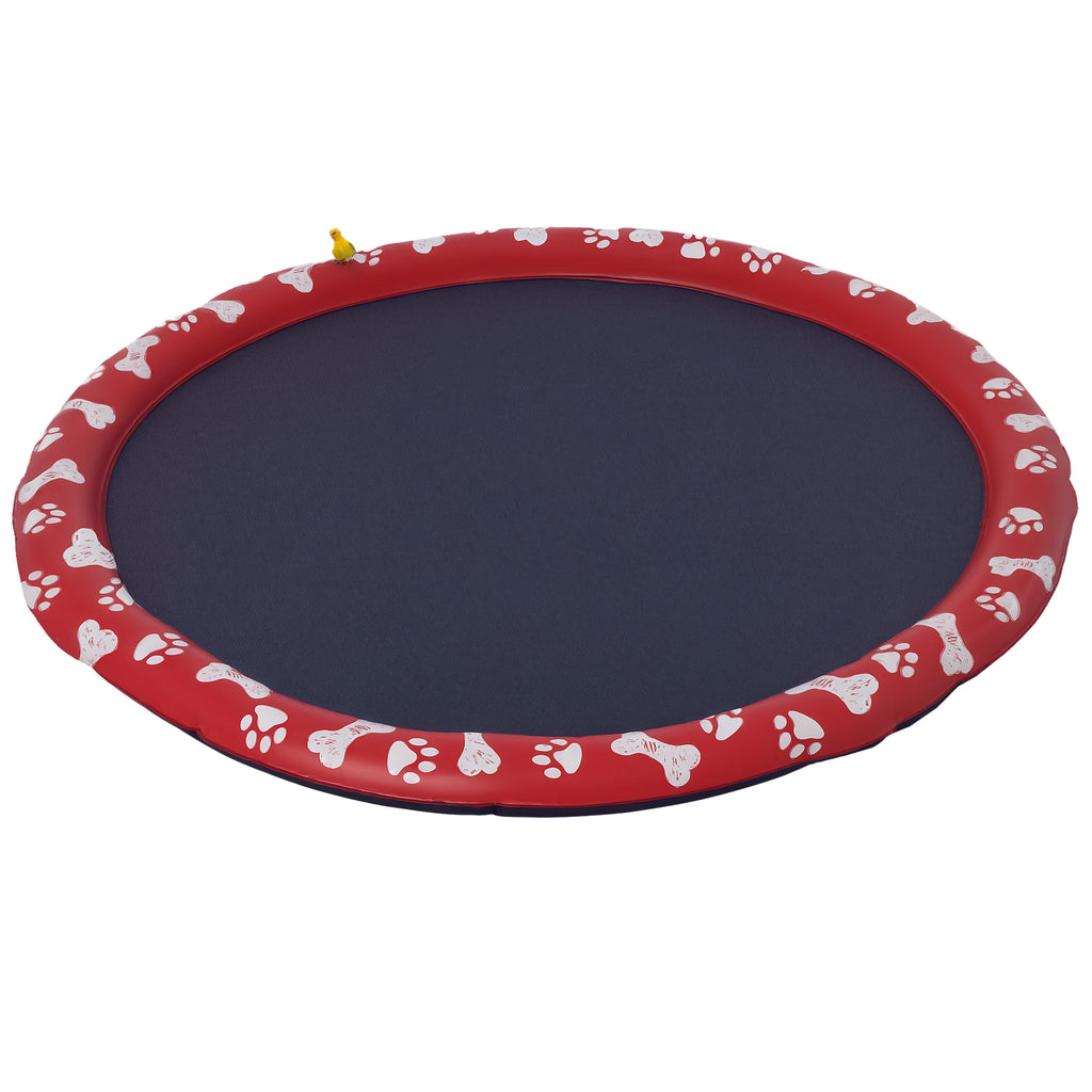 Dog Splash Pad, Pet Sprinkler Mat, Non-Slip Dog Paddling Pool, Foldable Outdoor Sprinkler and Splash Mat Water Play for Garden, Patio, Summer Fun, 170 cm
