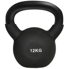 Kettlebell, Kugelhantel, 12 kg, mit Kunststoffummantelung, Stahl, schwarz 20 x 13 x 22cm
