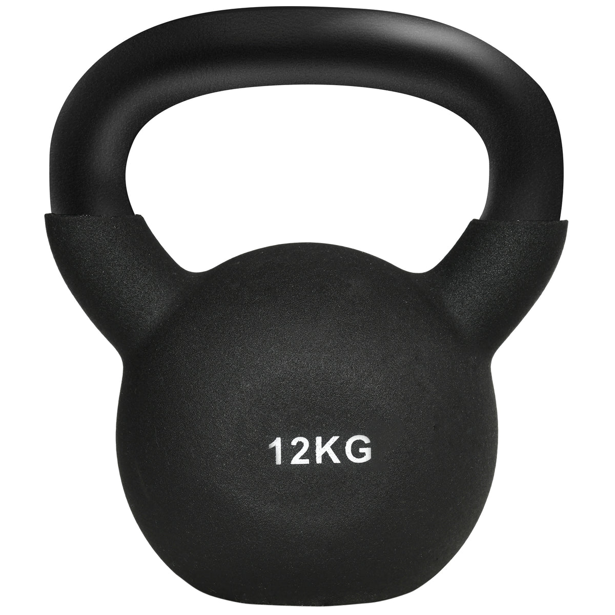 Kettlebell, Kugelhantel, 12 kg, mit Kunststoffummantelung, Stahl, schwarz 20 x 13 x 22cm
