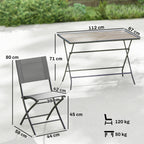Gartenmöbel Set Klappbar Sitzgruppe 5-teilig Tisch mit 4 Atmungsaktiven Stühlen Holzoptik Platzsparend