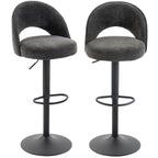 Barhocker 2er-Set, höhenverstellbar und drehbar, für Theke, Dunkelgrau
