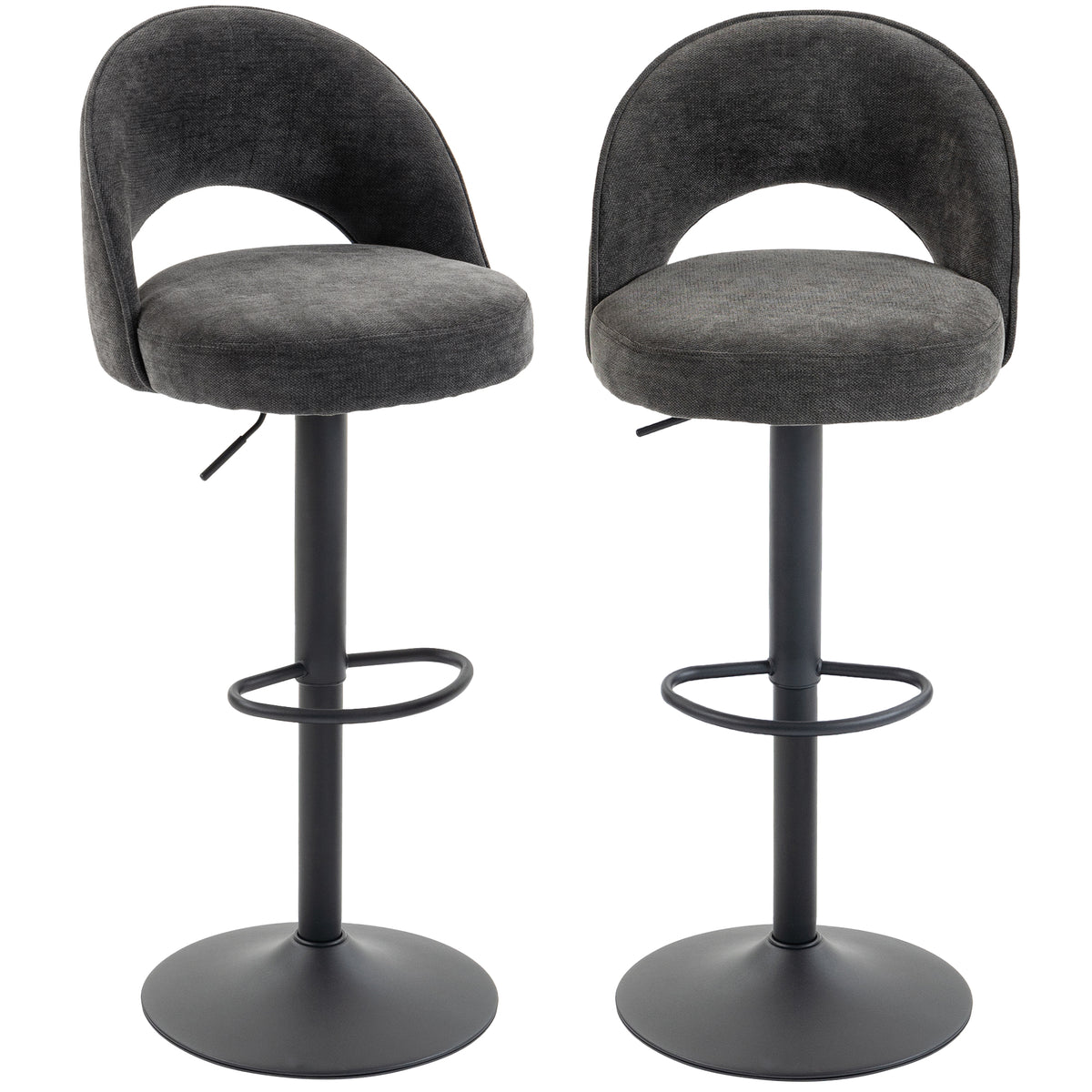 Barhocker 2er-Set, höhenverstellbar und drehbar, für Theke, Dunkelgrau