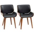 2er-Set Vintage-Esszimmerstühle, Holz, Stoffbezug, Schaumstoff, Schwarz