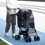 Hundewagen, klappbar, 1 Korb, 1 Kissen, 1 Seitentasche, 81 cm x 48 cm x 99 cm, Grau