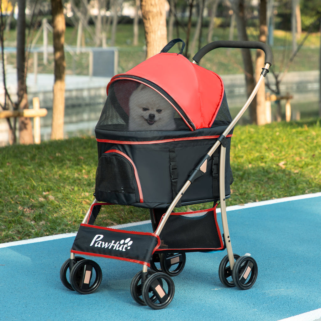 3 In 1 Detachable Pet Stroller, for Extra Small and Small Dogs - Red