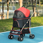 3 In 1 Detachable Pet Stroller, for Extra Small and Small Dogs - Red