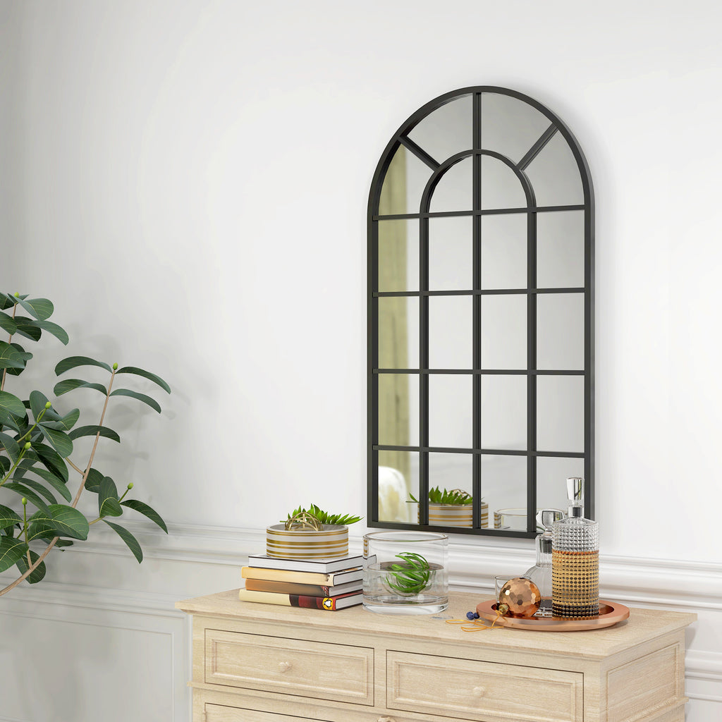 110 x 65 cm Arched Decorative Wall Mirror for Bedroom Living Room, Modern Window Bathroom Mirror for Home Decor