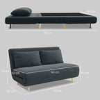 Schlafsofa, Gästebett, 3-fach verstellbare Rückenlehne, Kordoptik, bis 120 kg, 141 x 90 x 81 cm, Dunkelgrau