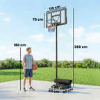 Basketballkorb Outdoor 135-305cm schnell Höhenverstellbar Basketballständer mit 110x70cm bruchsichere Rückwand 2 Rädern