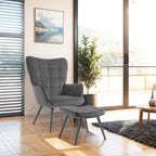 Relaxsessel mit Ottomane Sessel mit Fußhocker, 2-teiliges Set, Grau
