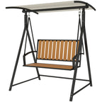 Hollywoodschaukel mit verstellbarem Sonnendach, 2-Sitzer Gartenschaukel 142 x 112 x 162cm, Schwarz