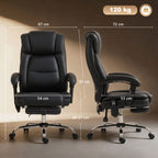 Bürostuhl Ergonomisch mit Massagefunktion Schreibtischstuhl mit Fußstütze, Kunstleder Schwarz