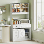 K¨¹chenschrank mit Regalen, Schr?nken, Schubladen und Ablagefl?che, Bauernhaus-Flair, verstellbare Regale, Holz, Wei?