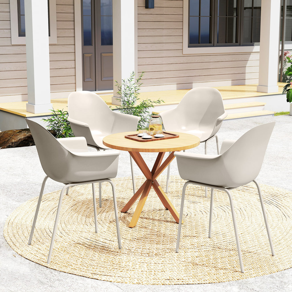 4er-Set Gartenstühle Outdoorstühle Gartenstuhl, Moderns Design, 59 cm x 55 cm x 84 cm, Grau
