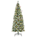 Künstlicher Weihnachtsbaum 180 cm Tannenbaum künstlich mit LED Beleuchtung, Schnee, 618 Spitzen Christbaum Weihnachtsdeko inkl. Stahlständer für drinnen