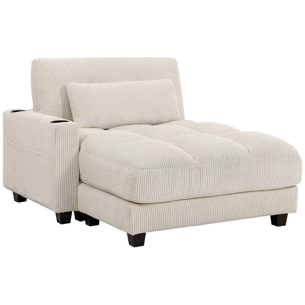 Sofa-Bett mit Kissen, Schaumstoff, zum Bett umwandelbar, Becherhalter, Cremewei?