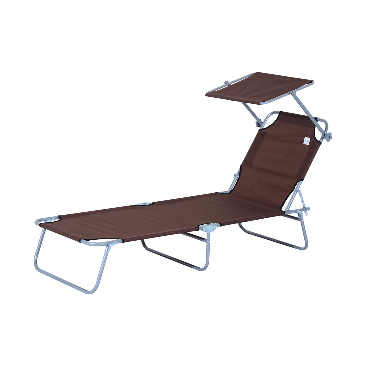  Sonnenliege klappbar Gartenliege mit Sonnenschutz Liegestuhl mit 4-Fach verstellbare Rückenlehne Campingliege bis 120kg belastbar für Garten, Balkon und Pool geeignet, 6 Farben(Braun )