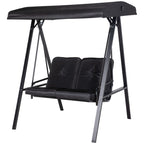 Two-Seater Garden Swing Bench, with Adjustable Canopy - Black