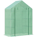 Walk In Greenhouse with Shelves, Portable Gardening Plant Grow House for Outdoor with 2 Tier Shelf, Roll-Up Zippered Door, PE Cover, 141 x 72 x 191cm, Green