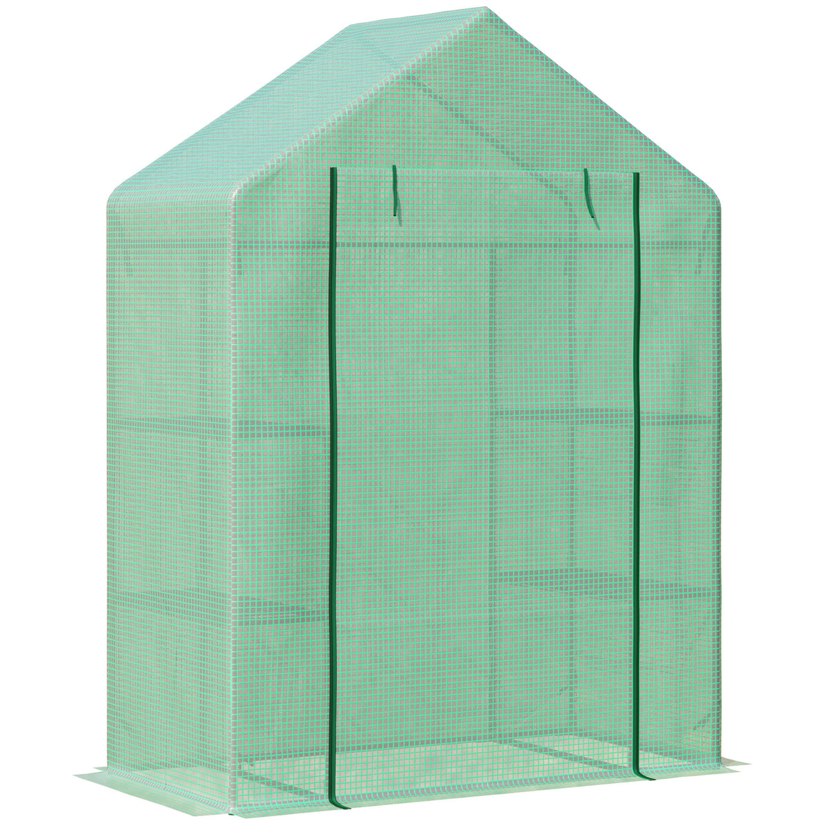 Walk In Greenhouse with Shelves, Portable Gardening Plant Grow House for Outdoor with 2 Tier Shelf, Roll-Up Zippered Door, PE Cover, 141 x 72 x 191cm, Green