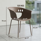 Gartenstühle 4er Set ergonomisch Balkonstühle mit Ausschnittdesign Armlehne Wetterfest rostbeständig Kaffee