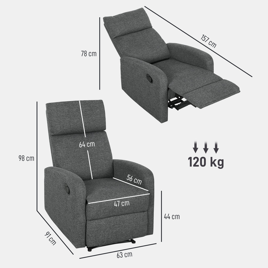 Relaxsessel, verstellbarer Liegesessel mit anpassbarer Beinst¨¹tze, Moderner Wohnzimmersessel mit Stoffbezug, Grau