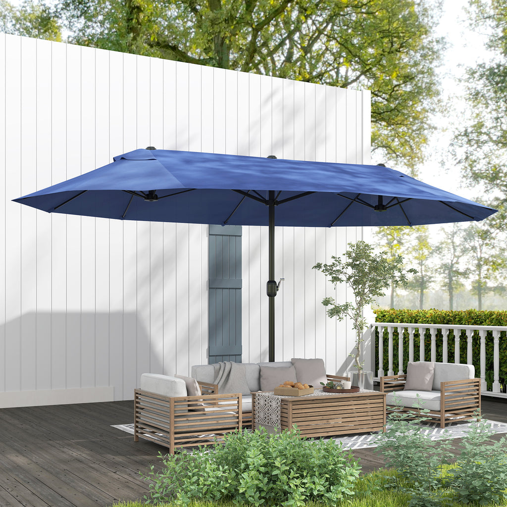 4.6m Double Garden Parasol - Blue